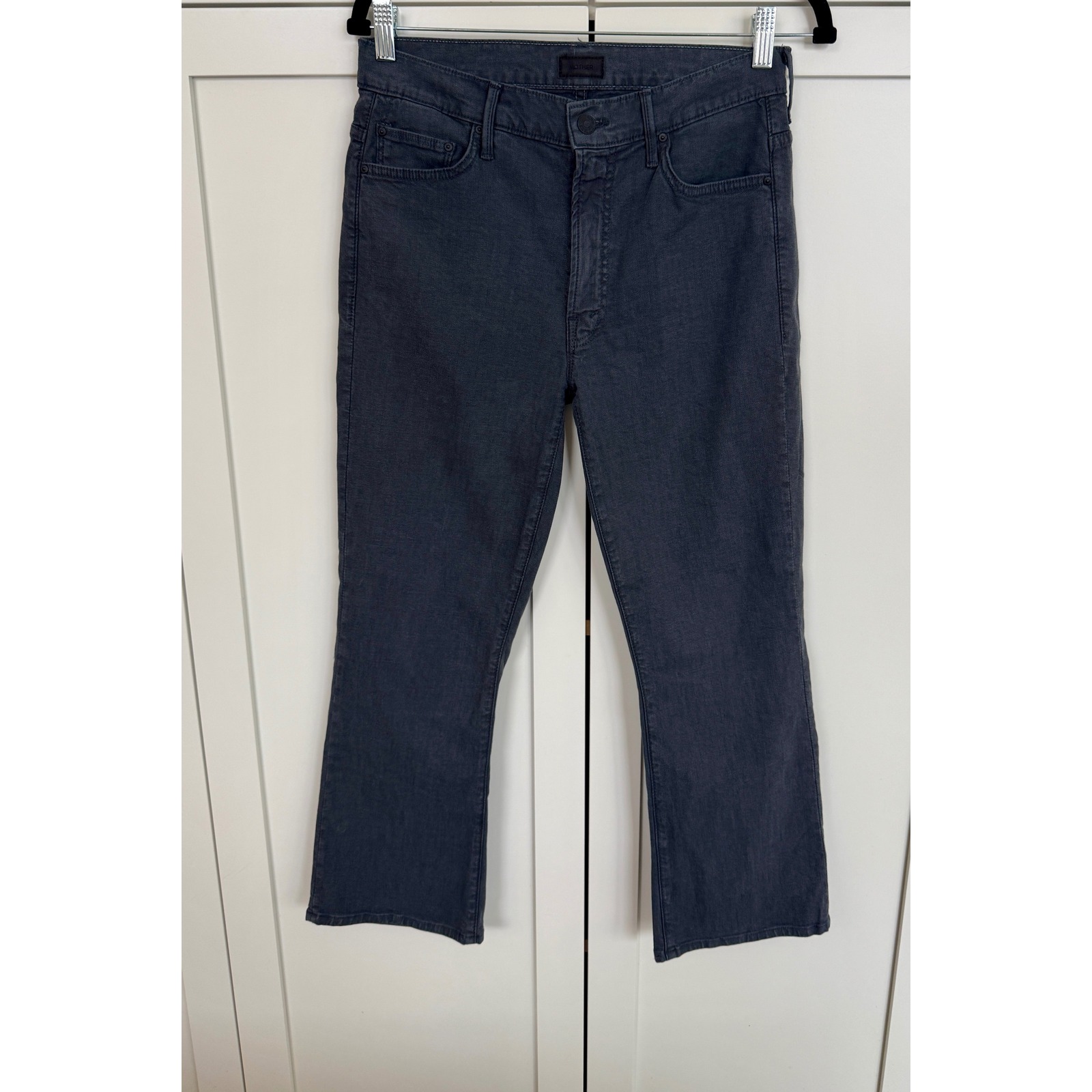 Mother Jeans Women's High Waisted Flared Crop Dark Wash Denim Pants Size 28